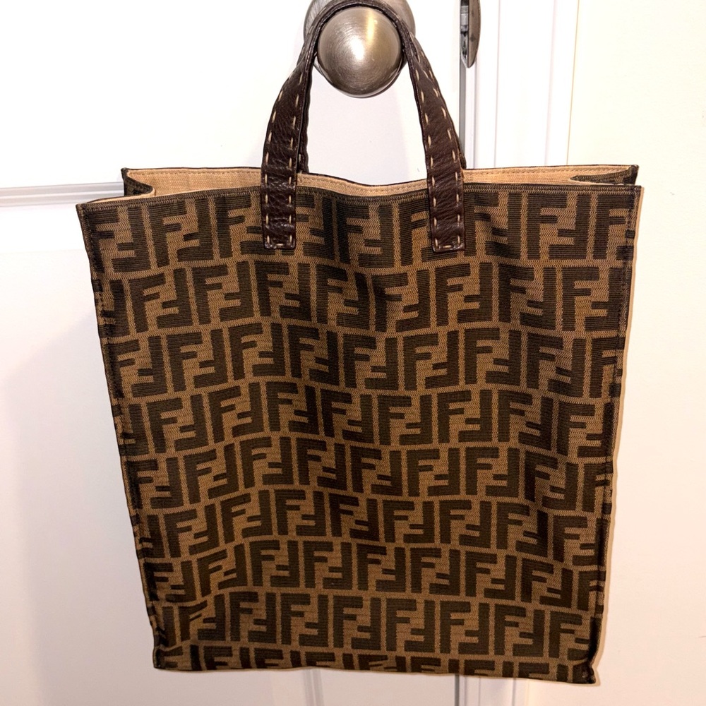 Fendi Zucca Shopper Tote Bag Purse
